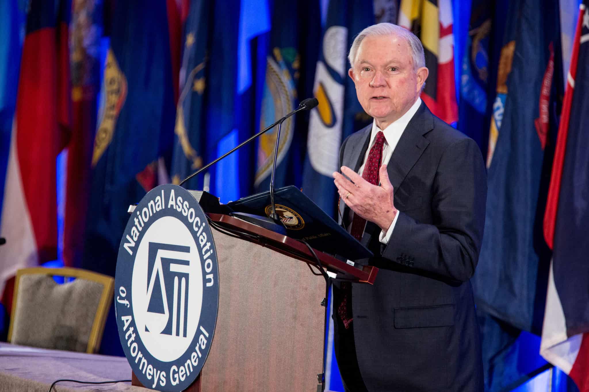 AG Sessions at podium.2 U.S. Attorney General Jeff Sessions