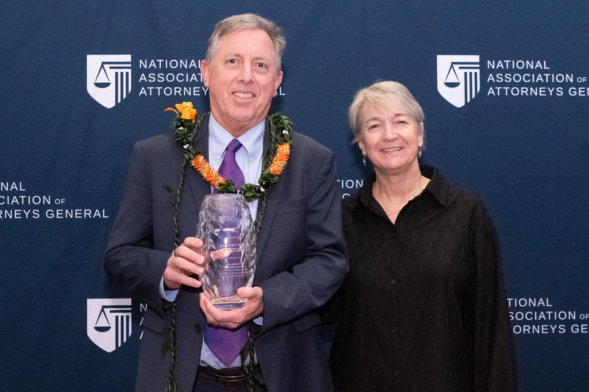 2025 Laurie Loveland Award Winner, Richard Stacey, and Hawaii Attorney General Anne Lopez