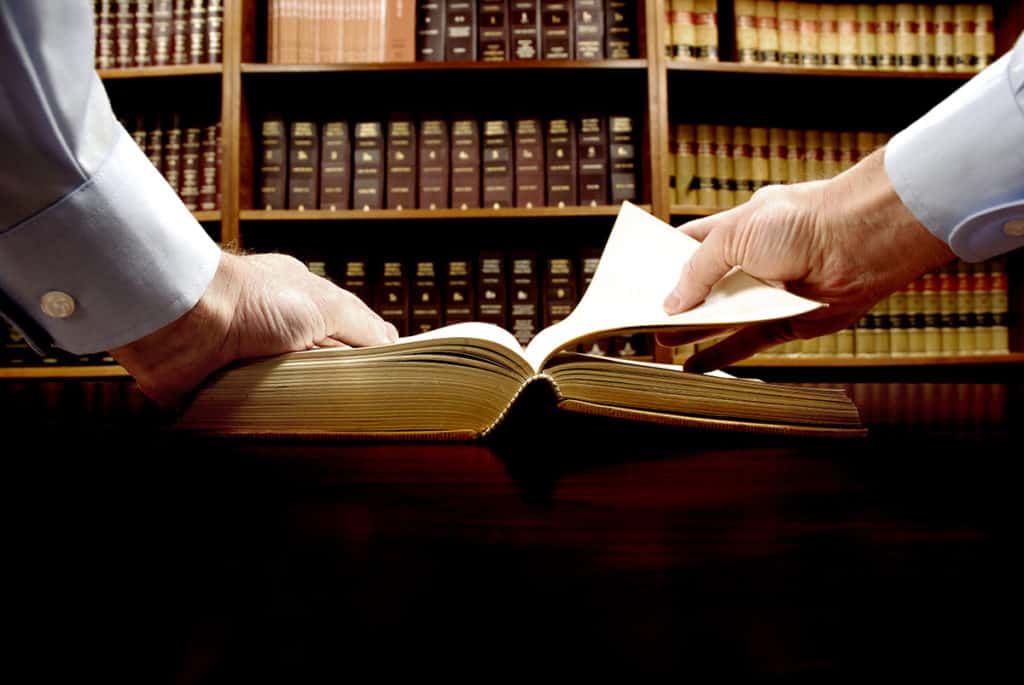 Person reading law book